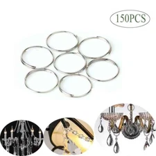 150pcs 12mm Silver Crystal Chandelier Bead Connector Clip Pin Ring Prism DIY #B9