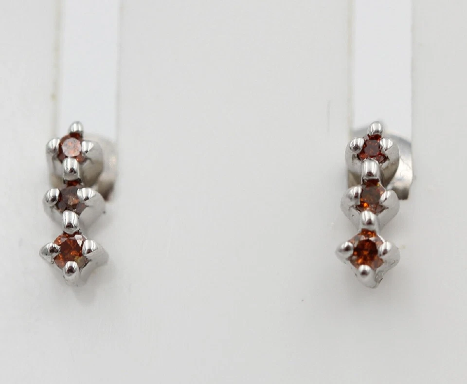 Nobile 0,05 Carati Rossi Diamante Orecchini 925 Argento I2 - I3 - Immagine 2 di 4