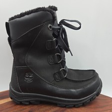 Timberland Chillberg Boots Youth Boy 1.5 Black Leather Waterproof Insulated Snow