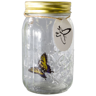 Animated Butterfly in a Jar - Yellow Swallow, Tap to Activate, LED Lighted