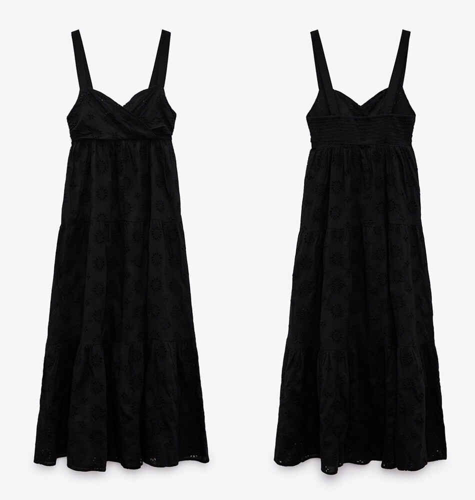 NEW zara openwork embroidered black 5107 dress size S | eBay