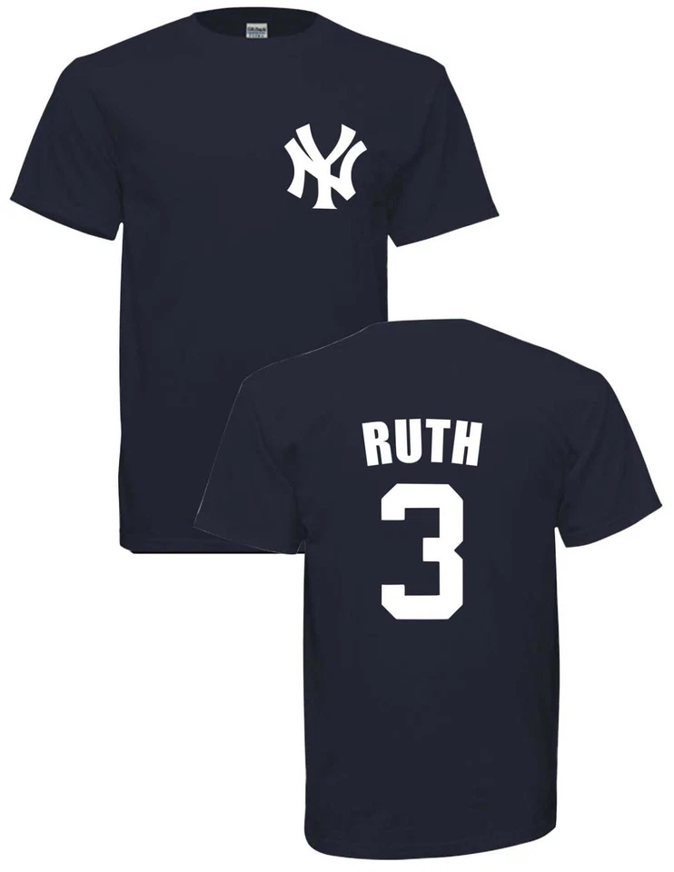 YOUTH Babe Ruth #3 NEW YORK YANKEES T-SHIRT NAVY or Gray FREE SHIPPING