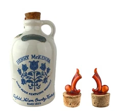 VTG Henry McKenna Stoneware Kentucky Whiskey Jug 1/2 OK Tax Stamp Wellsville NY