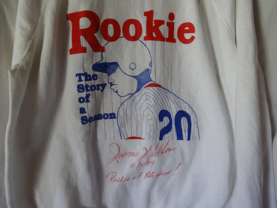 Vintage 1989 Chicago Cubs JEROME WALTON Player Worn Signed Sweat Shirt ROY - Image 3 of 3