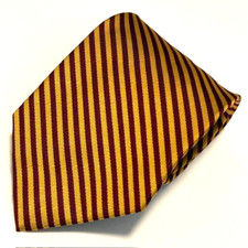 Harold Powell Tie Stripes Yellow Gold Dapper Preppy Sharp Academia Ivy League