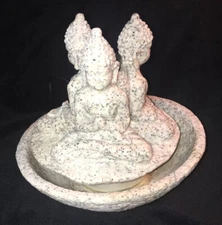 Zen Indoor Tabletop Water Fountain 9X9” Meditating W/3 Buddhas W/Pump, LED Works