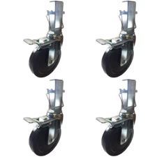 5" Hard Rubber Locking Scaffolding Caster with 1.25 Inch Square Shank 4 EA w Pin