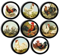 Barnyard Rooster Chicken Cabinet Drawer Knobs Vintage Farmhouse Kitchen Pulls