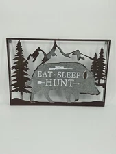 NIKKY HOME Rustic Metal Wall Art Decor Eat•Sleep•Hunt• Bore 26 x 18 x 1 1/2