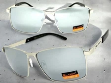 Classic Sporty Modern Stylish Sleek Biker SUNGLASSES Square Chrome Frame & Lens