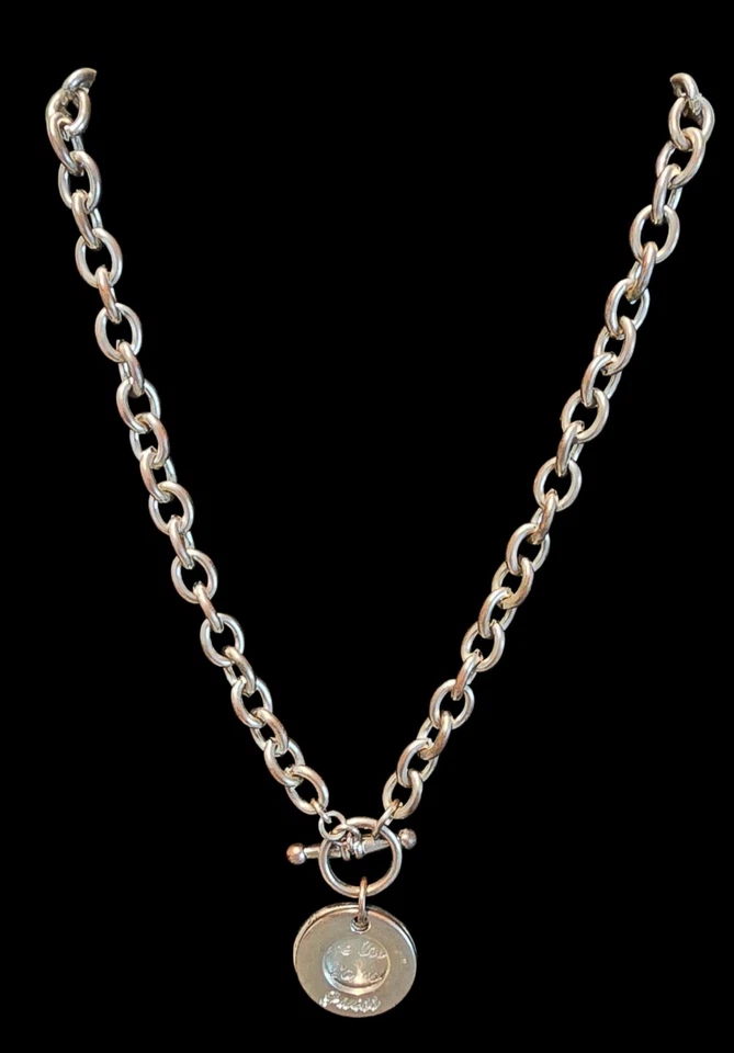 Guess 15» я люблю тебя кулон без шеи овальный Rolo ссылка серебристого тона переключатель застежка - Изображение 2 из 4