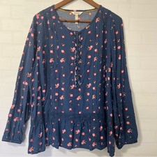 Matilda Jane Dream A Little Dream Peplum Blue Floral Boho Flowy Tunic Top XL