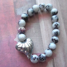 Boho Metal Heart: Stretch Bracelet with Pave Ombre Bead