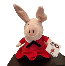 Kohl’s Cares Olivia the Pig Plush 12” Red Dress Ian Falconer Stuffed Animal NWT