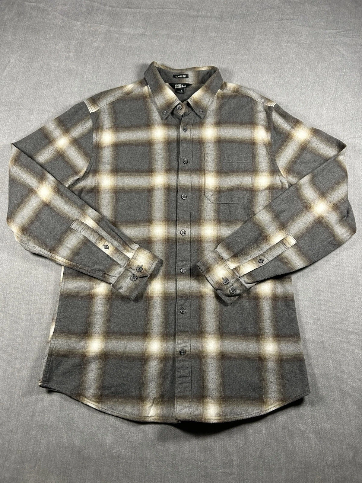 Eddie Bauer Men's TL Classic Fit Shadow Plaid Flannel Button Down Shirt