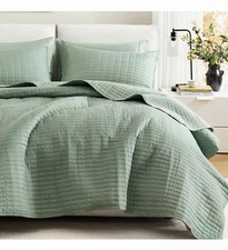Comfort Spaces Kienna Queen Quilt Bedding Set 3 Piece, 90"x90" Sage Green