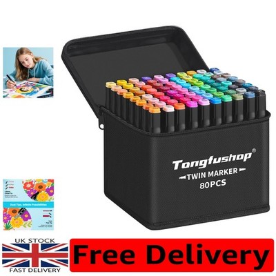 Ultimate Dual Tip Alkoholmarker mit 80 leuchtenden Farben & Tragetasche
