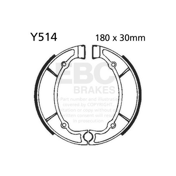 EBC Brake Shoe Set (5) Rear Right for Yamaha RD 350 LC 1981 - 1982
