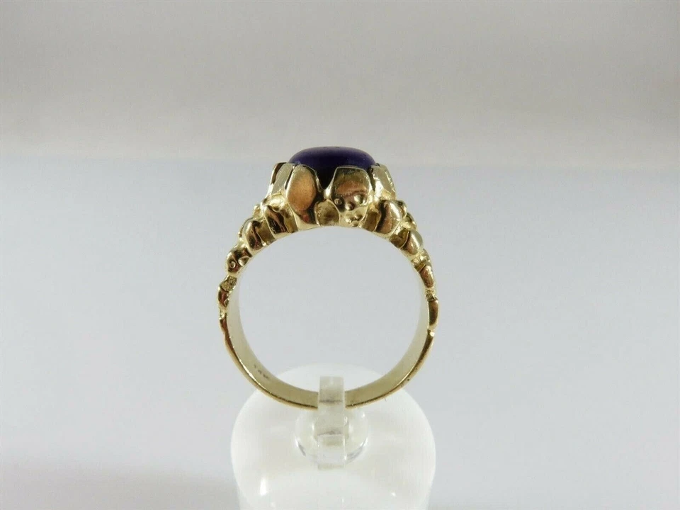 Unisex Pesado 14K Pepita Solitario Pinky Anillo Púrpura Piedra Pulida Talla 9.75 Foto 4 de 4