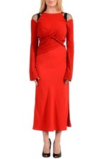 $7000 Versace Women's Bright Red  Silk Long Evening Dress Gown US XS IT 38