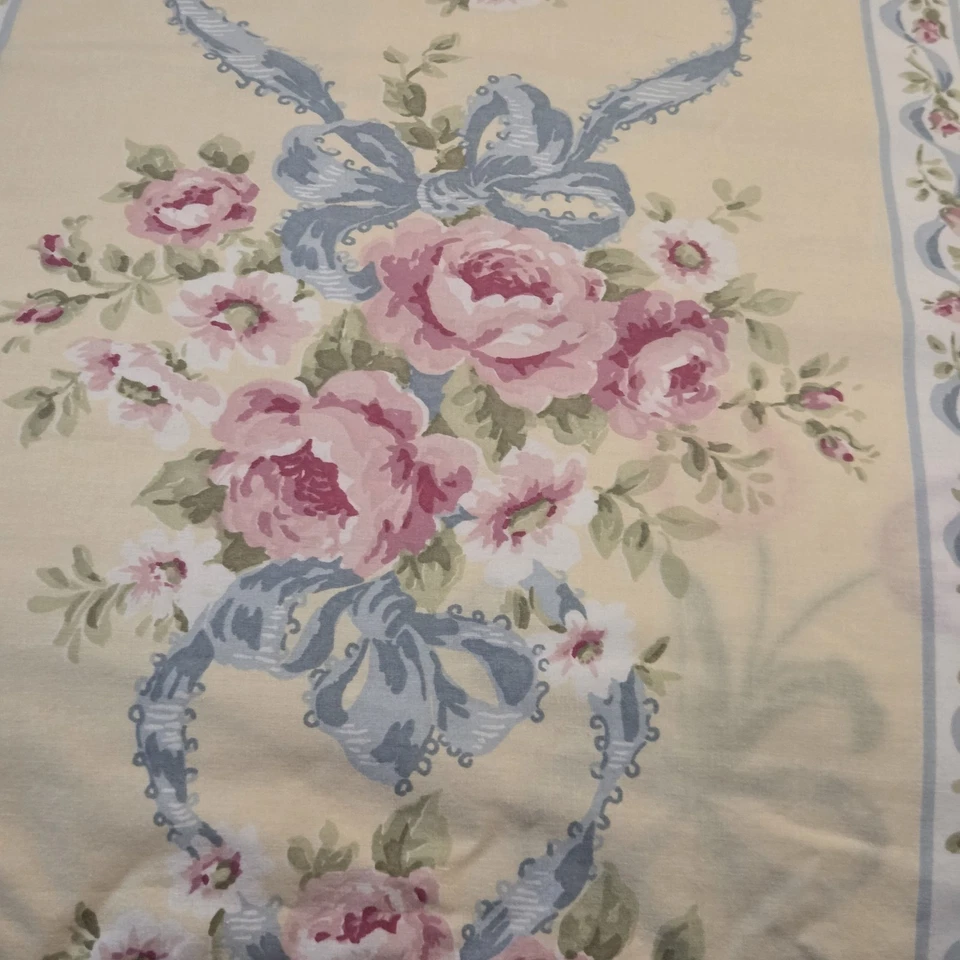 De Colección Cañón "Rosas Florales" Sábana Ajustable Completa Flores Arcos Azules Casa de Campo EE. UU. 68x82 Foto 2 de 4