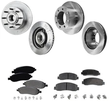 Disc Brake & Pad Kit For 2005-2007 Ford F-250 Front Rear Semi-Metallic Pads