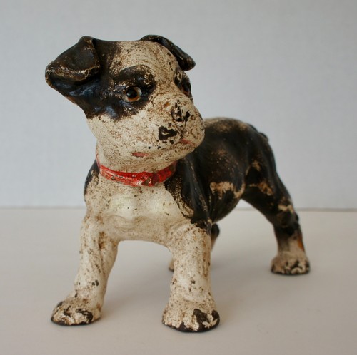 Antique Hubley Cast Iron "Rare Left Facing" Boston Bull Dog Pup No.409