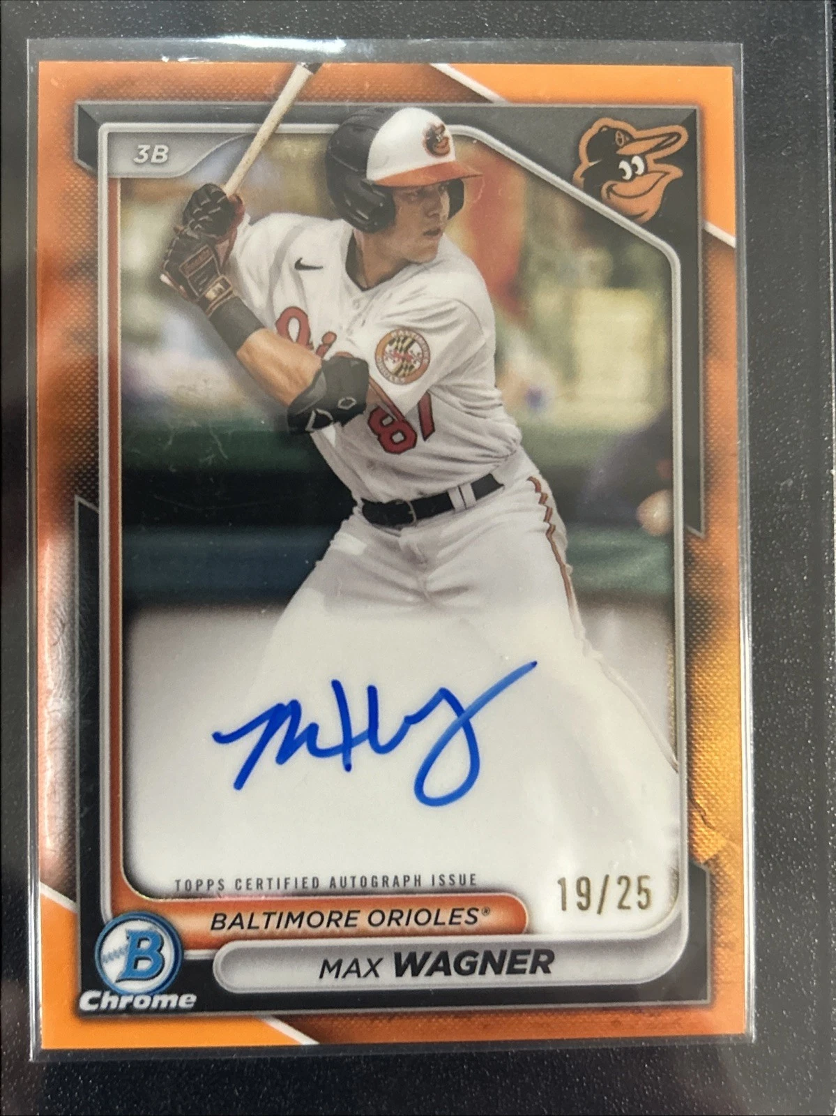 2024 Bowman - Chrome Prospect Autographs Max Wagner #CPA-MW Orange Refractor /25