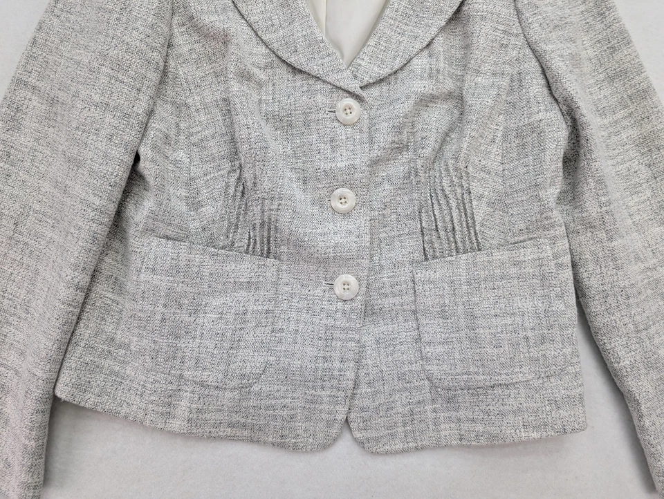 Chaqueta Blazer Para Mujer Atelier Talla 14 Gris Tejida Negocios Carrera Foto 3 de 4