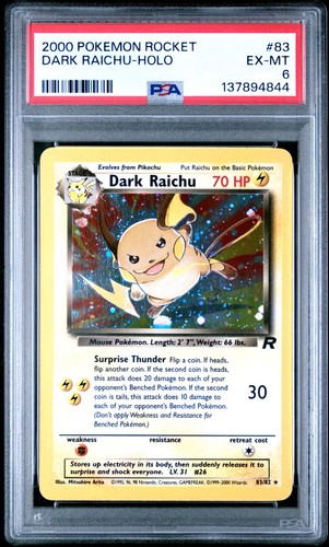 Dark Raichu (Unlimited) graded PSA 6 for sale on eBay