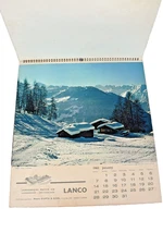 1962 Swiss LANCO Calendar 13x12 Vintage Swiss Alps Advertising Watch Co India