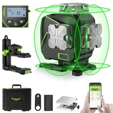 Laser Level 360 Self Leveling, 4x360° Green 4D Cross Line Laser with LCD Scre...