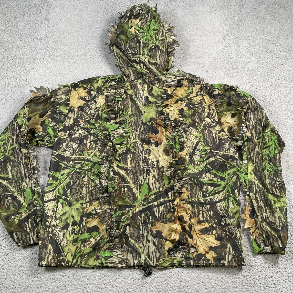 Underbrush Ghillie Suit Jacket Mossy Oak Mens S M Leafy Full Zip Outdoor Hunting