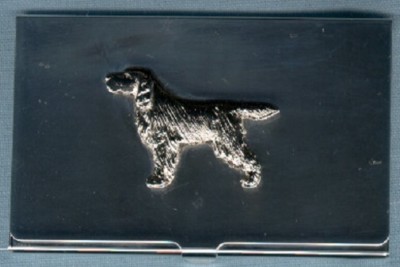Gordon Setter Silver Business Card Case