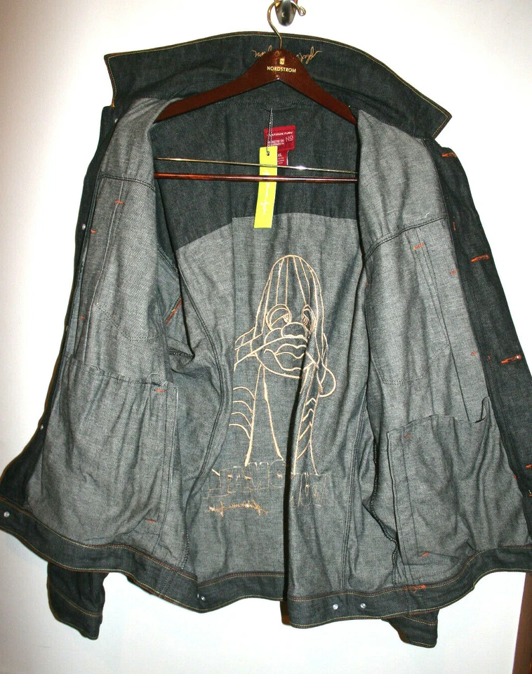 NEW VTG Mens Y2K Platinum FUBU DUMB DONALD Fat Albert Dark Jean Jacket XXL 2X - Image 3 of 4