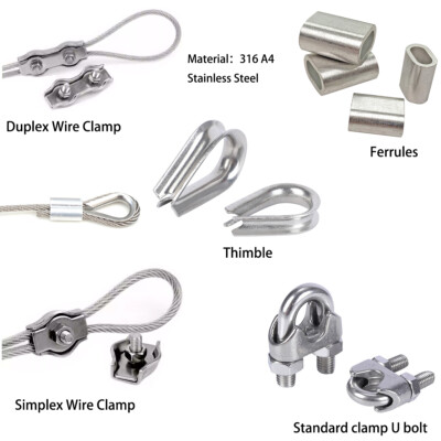 2mm - 26mm Simplex Duplex U Bolt Thimble Steel Wire Grips Clamp Clips Rope Cable