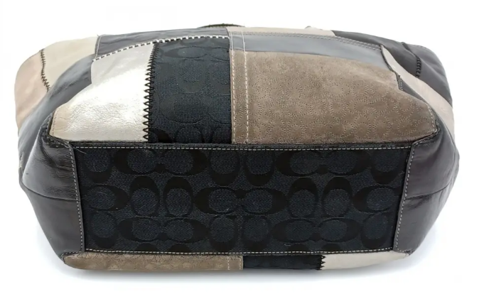 Coach Bleecker Black Leather & Suede Patchwork Tote | eBay