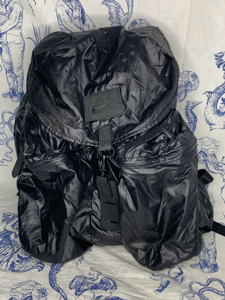 Nike London Backpack Black Orange Swoosh Metal Hardware Rare BA4589-009 (A3)