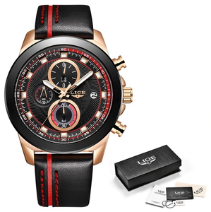 LIGE da Uomo Orologi Lusso Impermeabile Quarzo Pelle Orologio Sport  Cronografo | eBay