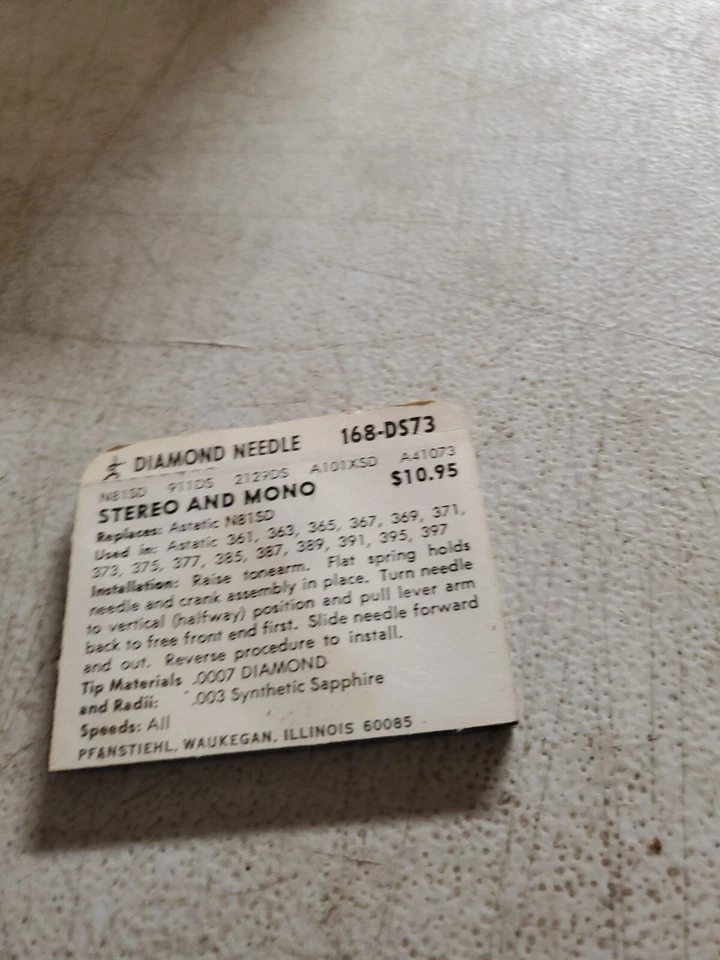 NEW  Pfanstiehl 168-DS73 Diamond Needle Stylus Dual Needle ALL SPEEDS Also 78rpm - Image 2 of 2