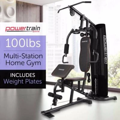 Powertrain Multi Station Home Gym With Preacher Curl Bench Gym