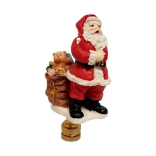Santa Christmas Lamp Finial Lamp Topper 3.5" Santa With Bag Of Toys 