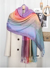 Rainbow scarves and shawls Rainbow Scarf, Oversized Shawl Wrap, Gift for Mother