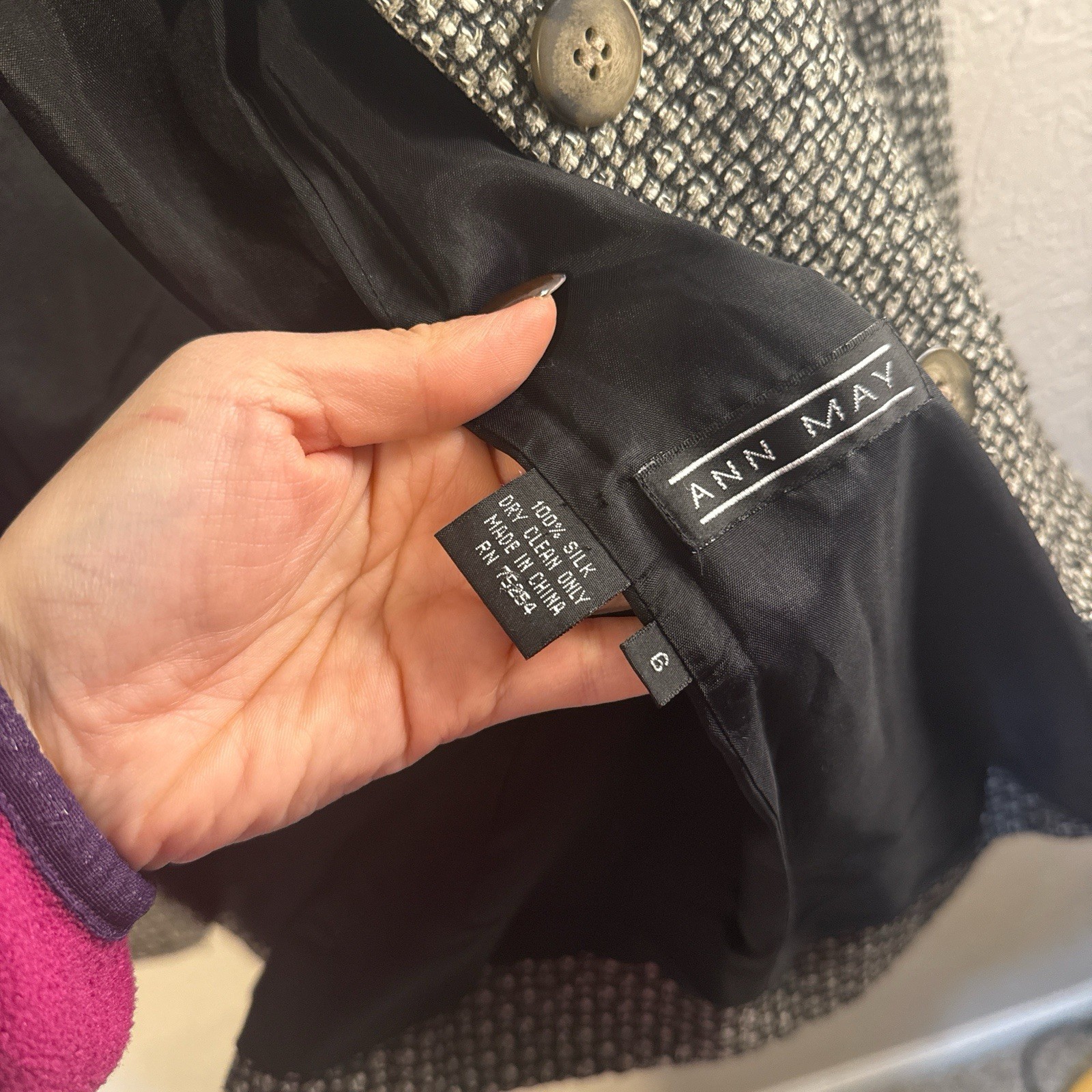 Ann May Checked Button Front Collared Blazer Jack… - image 4