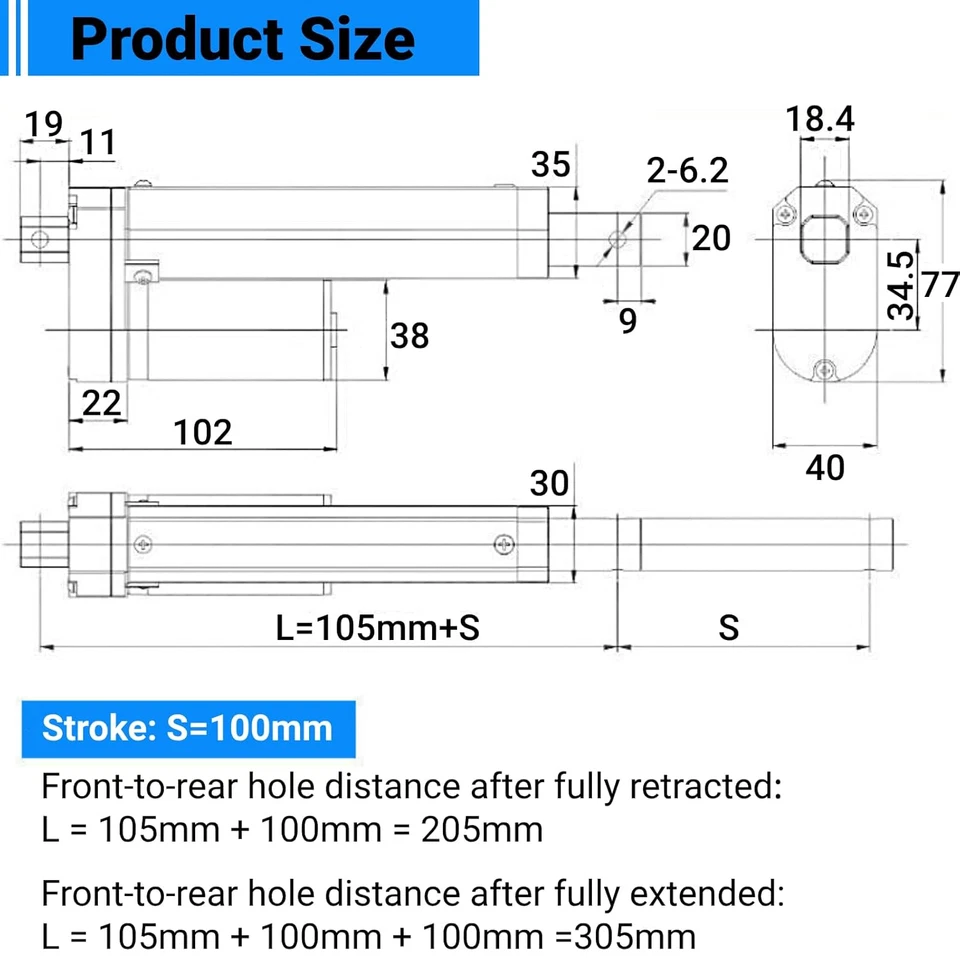 Attuatore Lineare a Corsa 100 Mm Attuatore Lineare Elettrico per Impieghi Gravos - Immagine 2 di 4