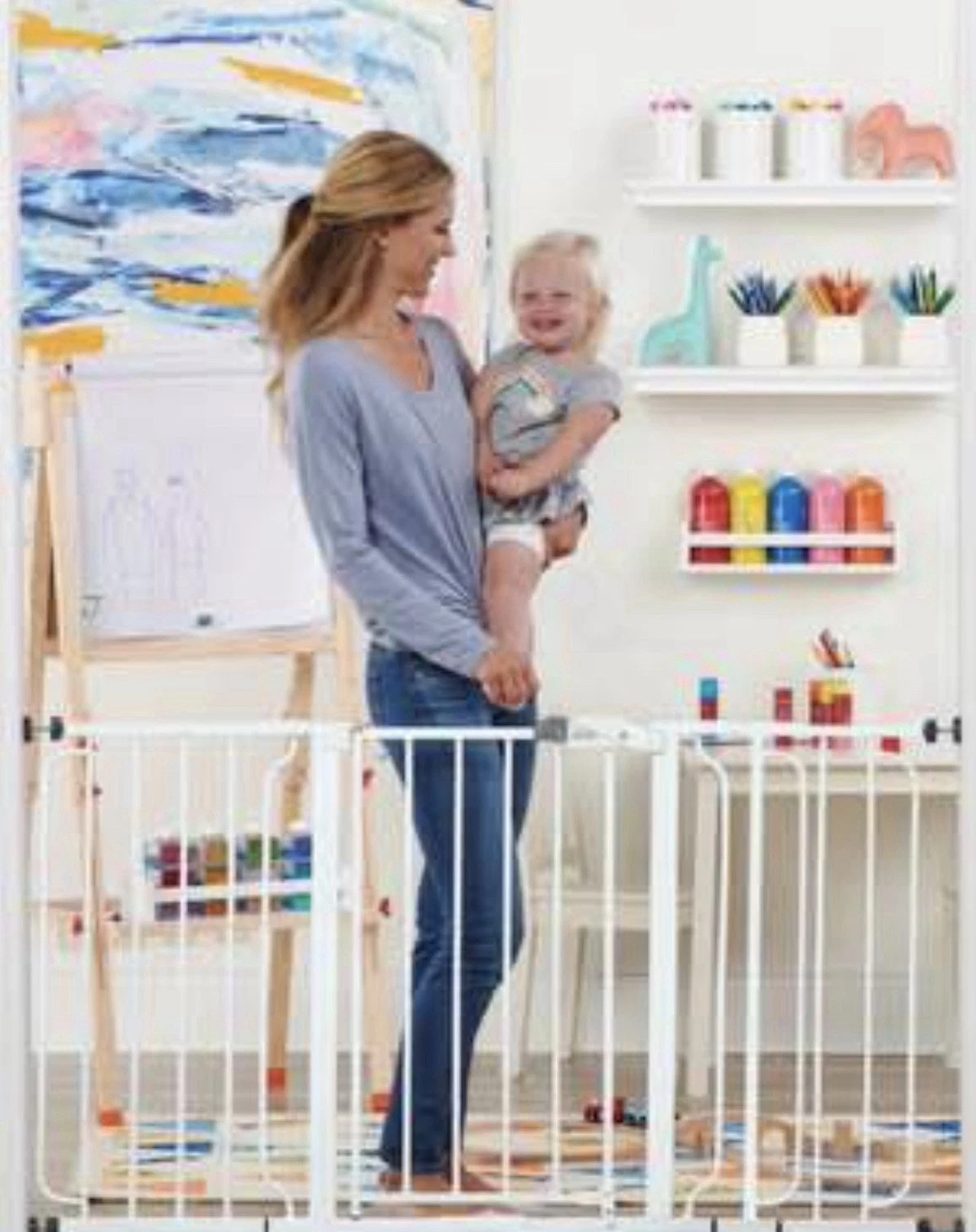 Extra Wide 29-56” Baby Gate 30”H for Doorways Pressure Mount