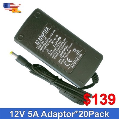 12V Led Transformer 5A 60W Universal 110 Volt To 12 Volt DC Switch Power Supply