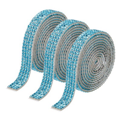 3Rolle 3 Yards 8mm Selbstklebend Kristall Strass Diamant Farbband Hell Blau