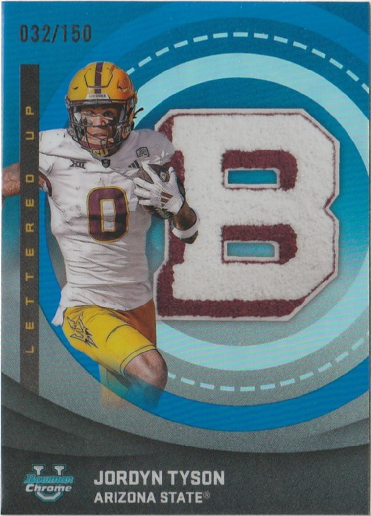 Jordyn Tyson 2025 Bowman University Chrome 1st Blue #LU-22 Football #/150