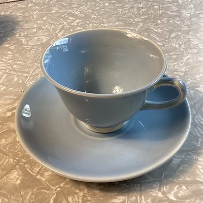 Vintage TS&T Lu-Ray Pastels Windsor Blue Cup and Saucer Set 1953 USA Tea Party